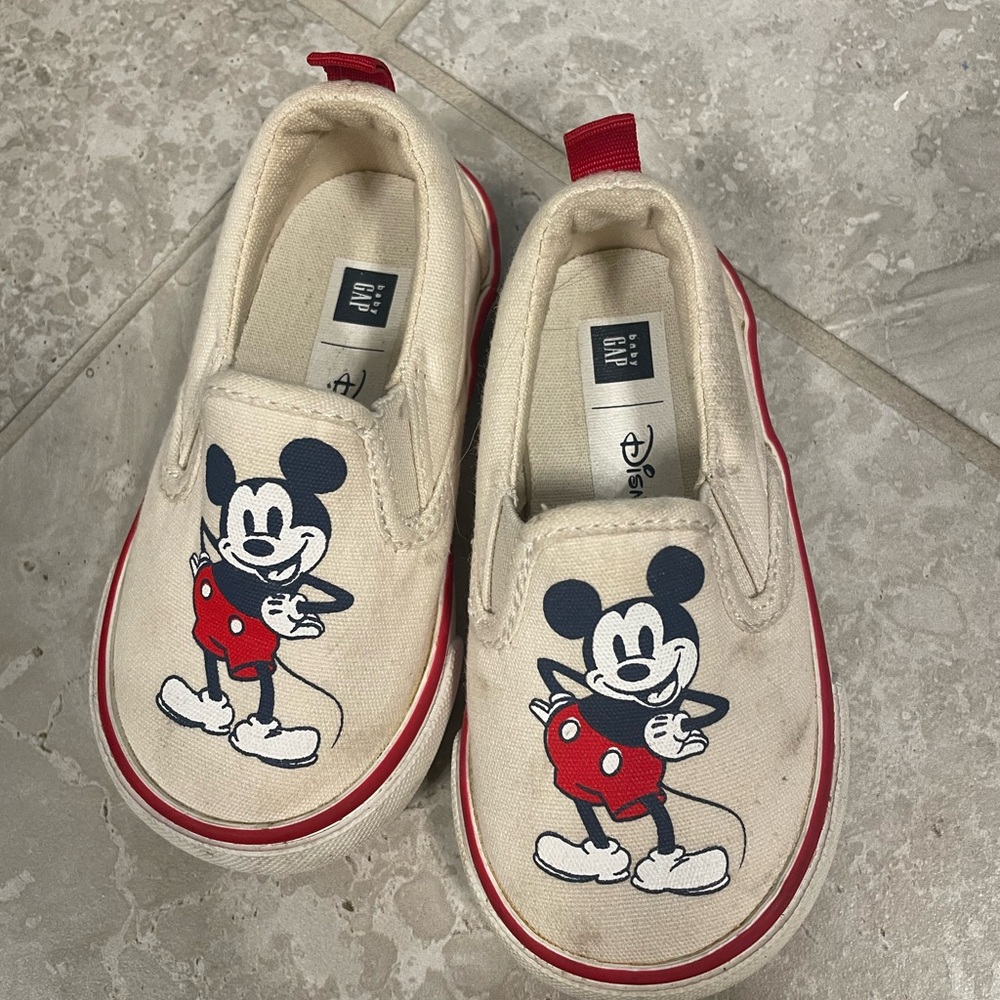 Disney Cream and Red Mickey Mouse Sneakers